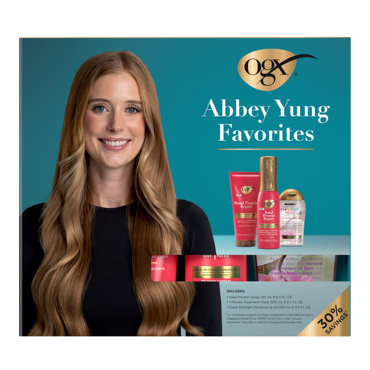 OGX kit front packaging showing three full-size products and kit branding benefits