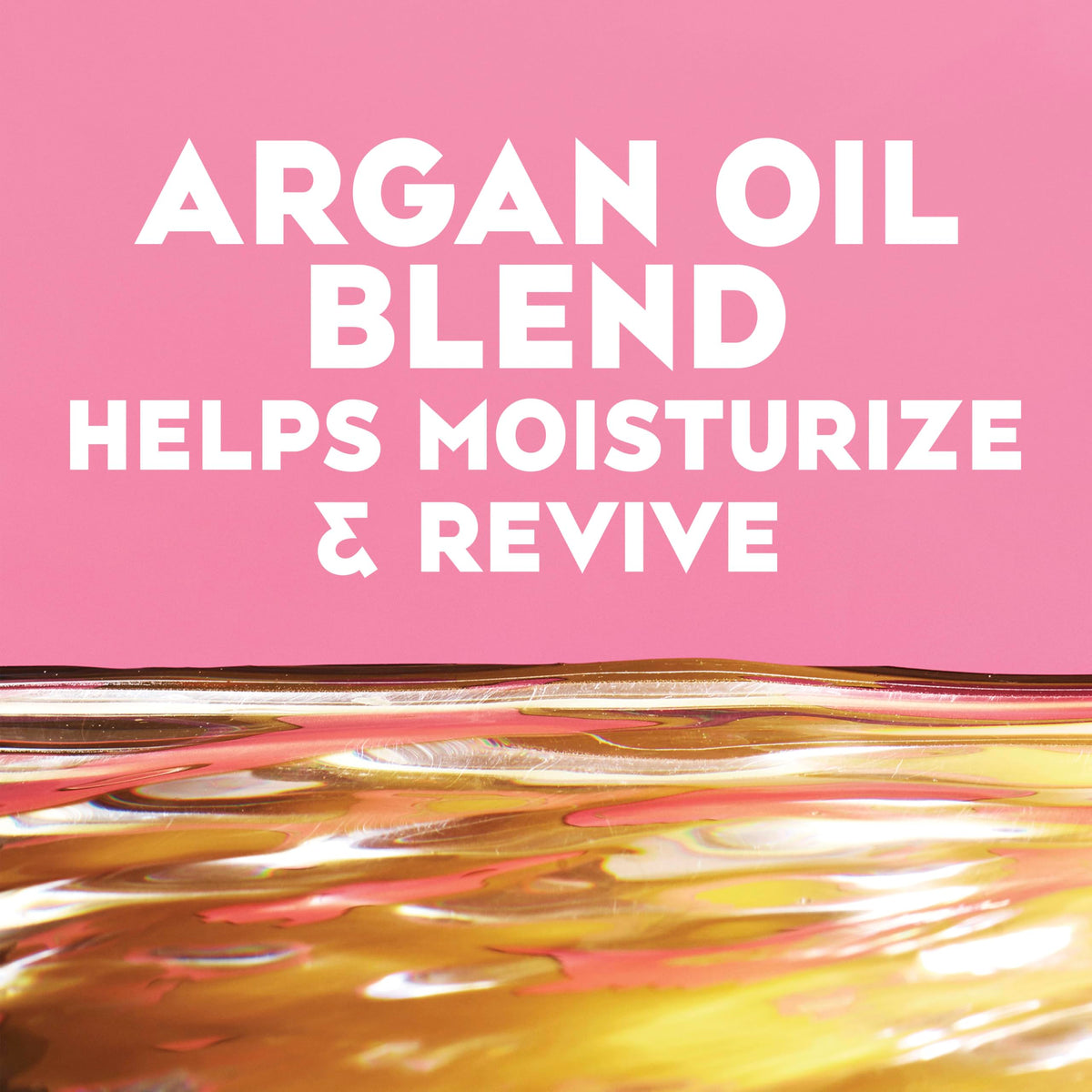 OGX cold-pressed argan oil bottle next to shampoo showing natural nourishment