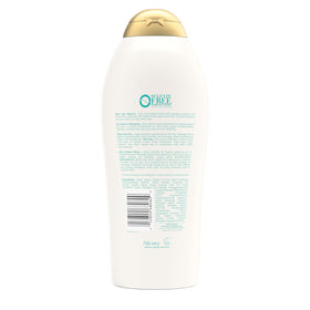 OGX before and after curls illustrating smoother, bouncier results