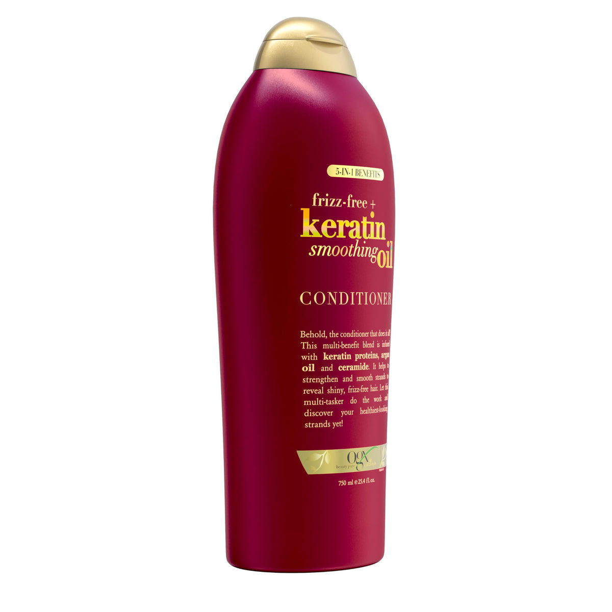 OGX before and after comparison illustrating reduced frizz and shine