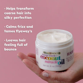 OGX before and after smooth hair comparison, highlights frizz reduction benefit