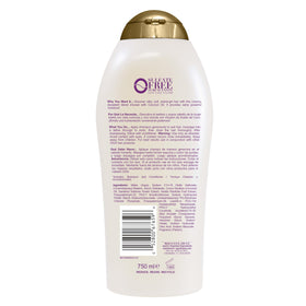OGX before and after hair showing reduced frizz and improved smoothness