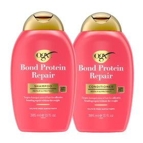OGX bottle close-up label highlighting Bond Complex and sulfate-free benefit