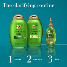 OGX conditioner in shower being applied to wet hair for effective use