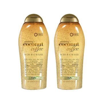 OGX front bottle showing coconut coffee scrub and moisture benefit
