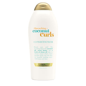 OGX conditioner front packaging showing product benefits and scent
