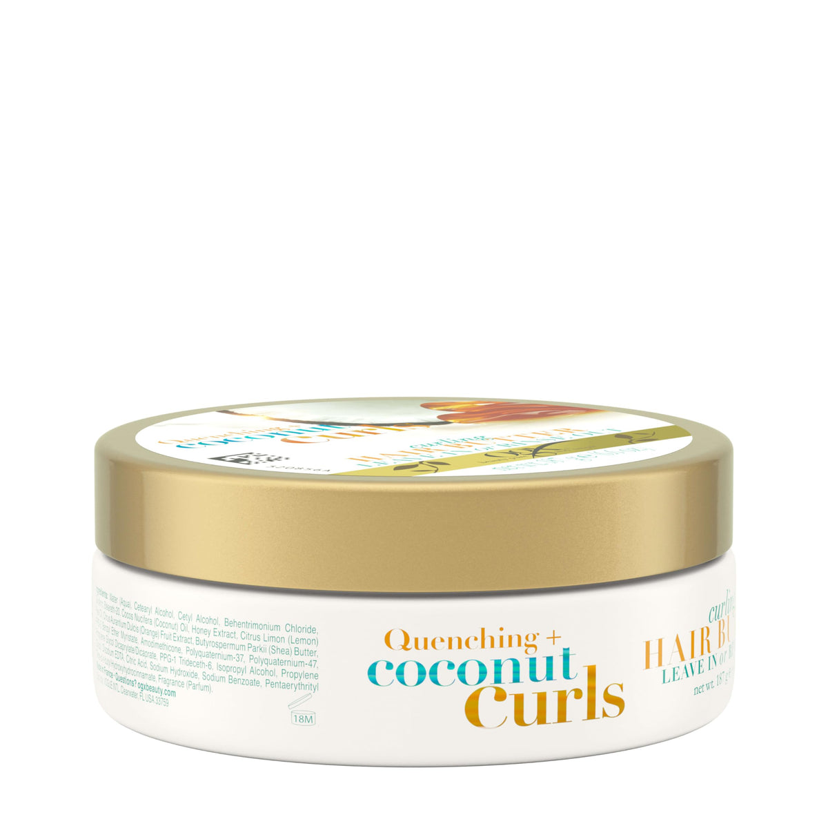 OGX on bathroom shelf with coconut props giving natural-inspired styling benefit