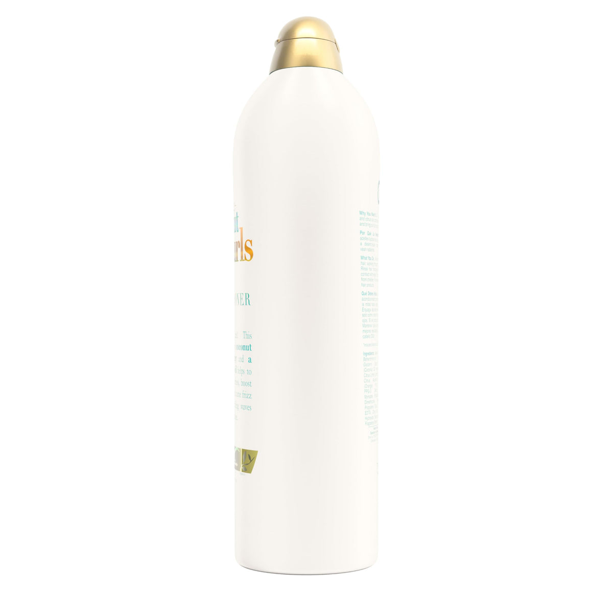OGX 25.4 fl oz bottle next to hand showing product size
