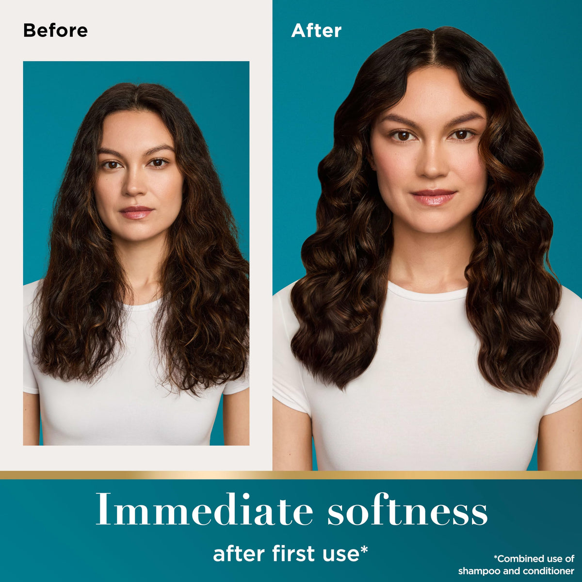 OGX two bottles side by side highlighting set size and matching design benefits