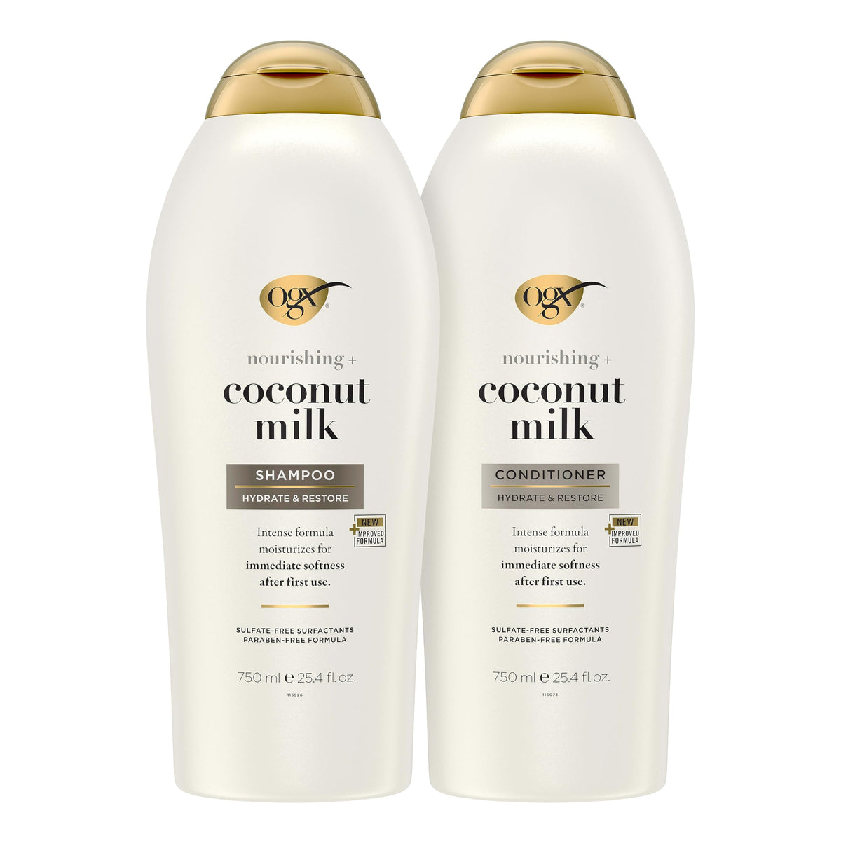 OGX bottle front packaging showing coconut milk duo and tropical scent benefits