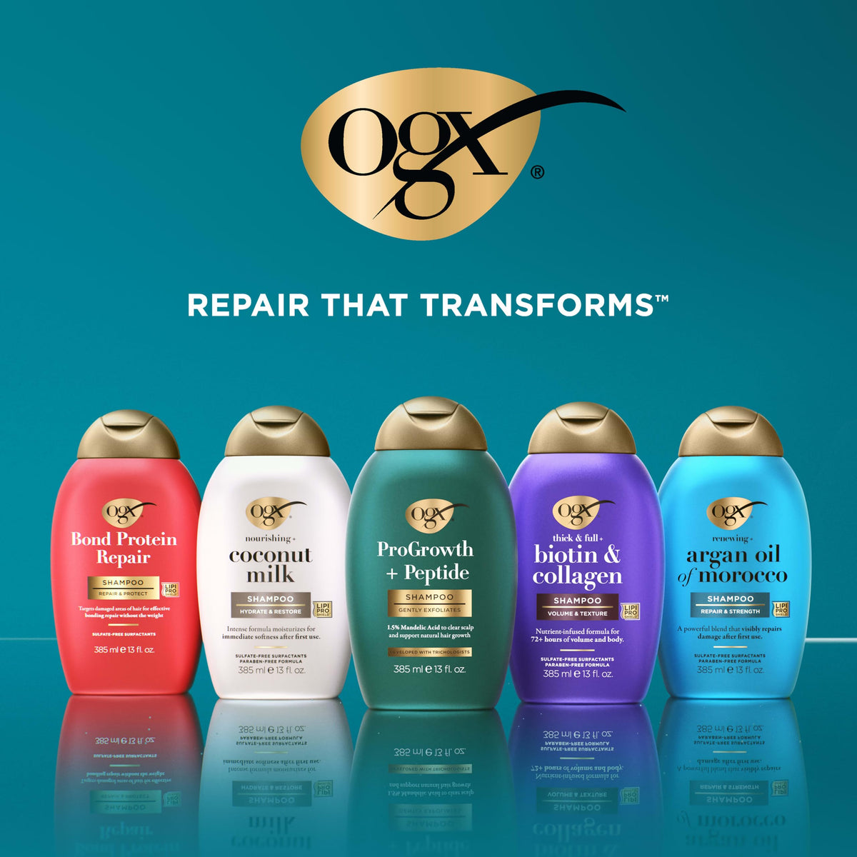 OGX set pictured in shower being applied showing real-use hydration benefits