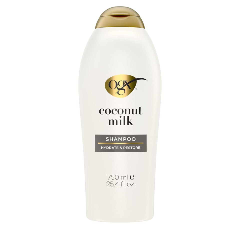 OGX front bottle view showing 25.4 fl oz and hydrating benefits
