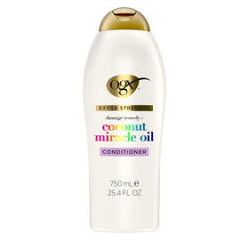 OGX front label of Coconut Miracle Oil Conditioner showing product benefits