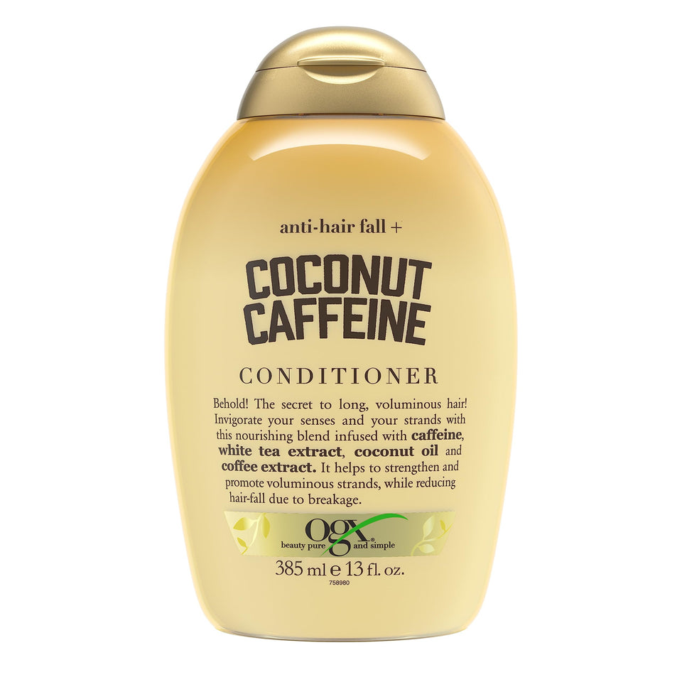 OGX conditioner front label showing product name and benefit