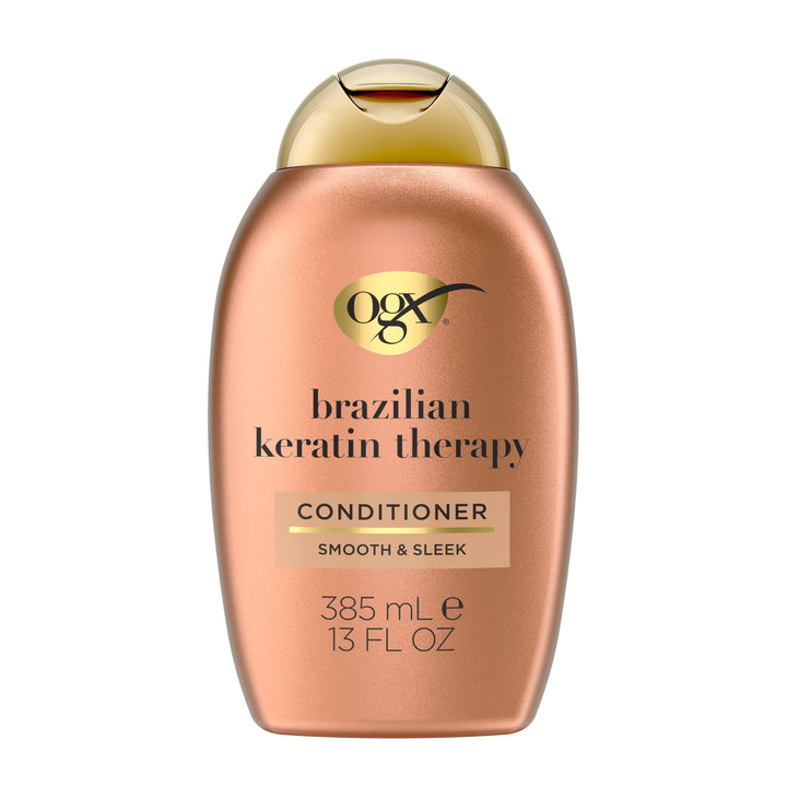 OGX Ever-Straightening front bottle showing label and glossy benefits
