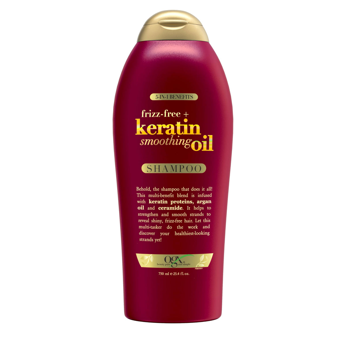OGX frontal bottle shot showing product and smooth-hair promise