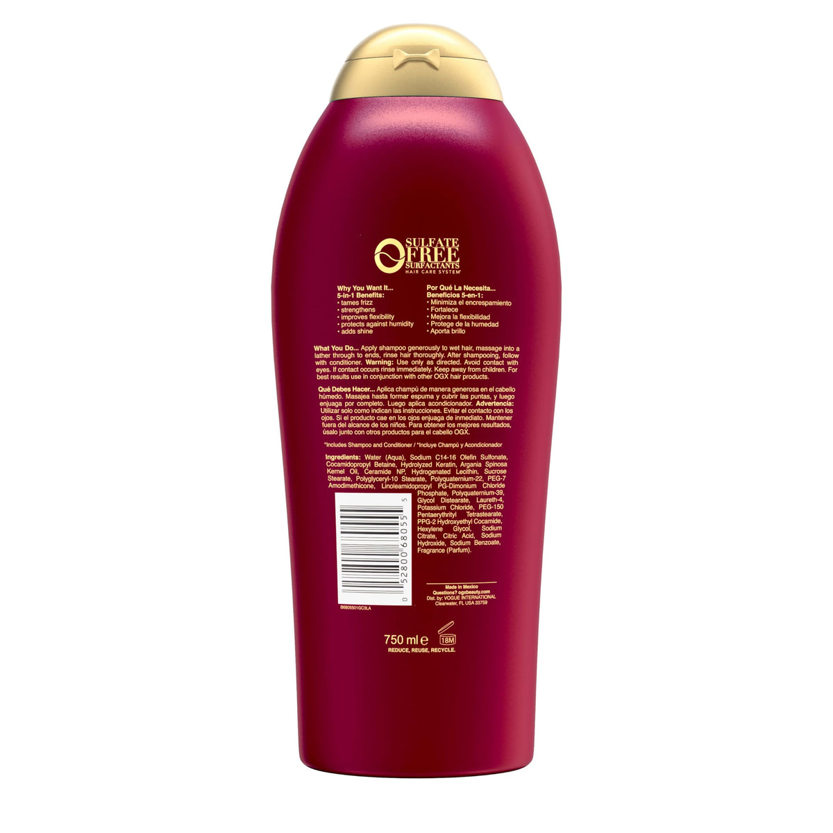 OGX styled hair outdoors showing smooth, shiny, humidity-resistant finish