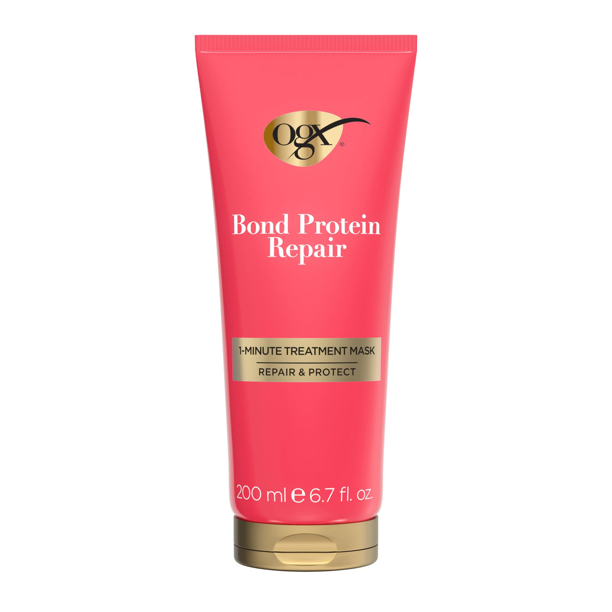 OGX front packaging bottle showing Bond Protein Repair benefits and quick action