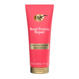 OGX front packaging bottle showing Bond Protein Repair benefits and quick action