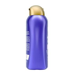 OGX before and after image showing reduced brass and brighter blonde
