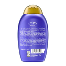 OGX bottle on bathroom shelf styled lifestyle scene conveying salon results