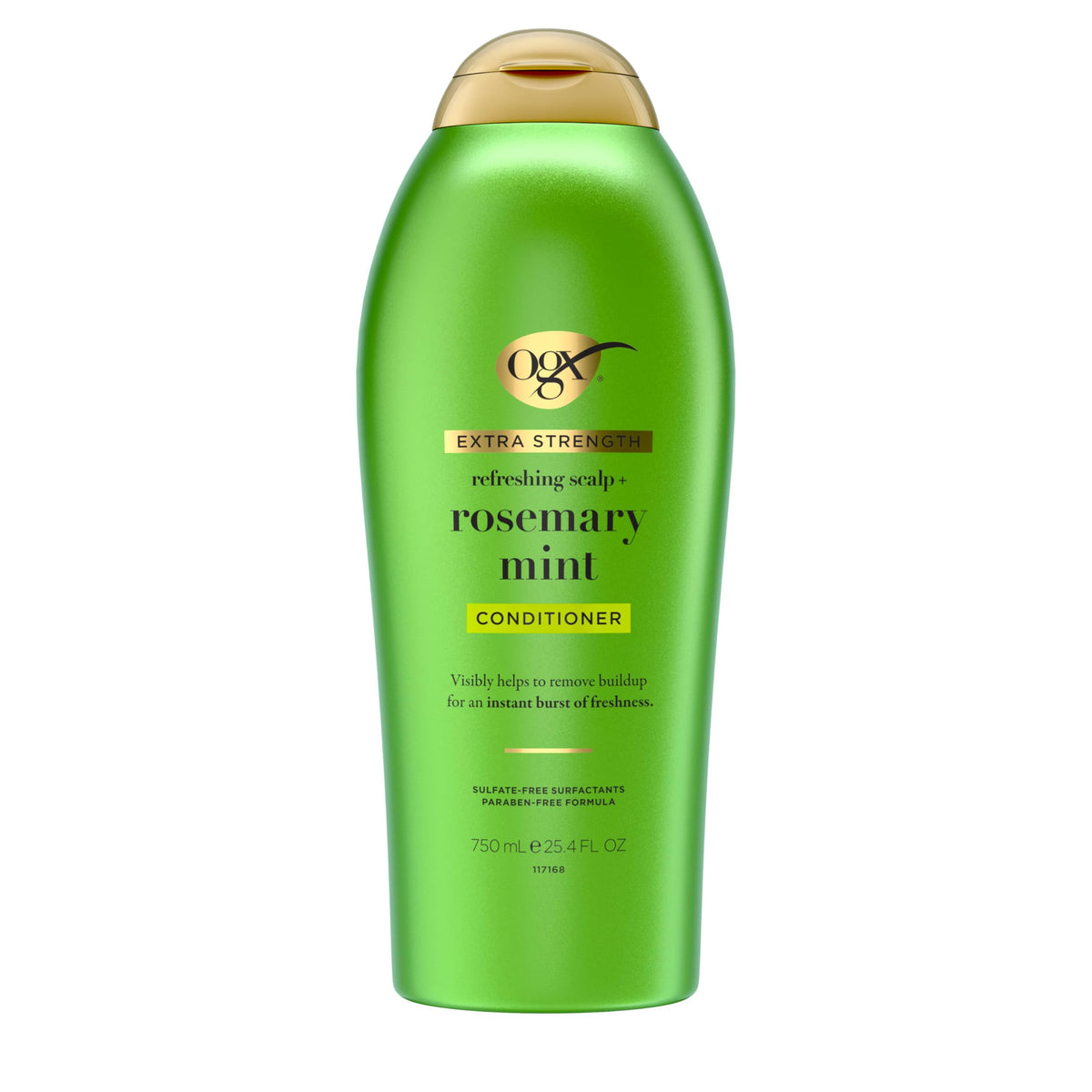 OGX conditioner on bathroom shelf conveying daily routine freshness and tidy storage benefit
