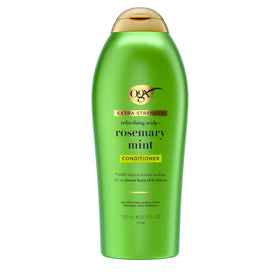 OGX conditioner on bathroom shelf conveying daily routine freshness and tidy storage benefit