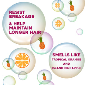 OGX label close-up highlighting keratin and argan oil benefits