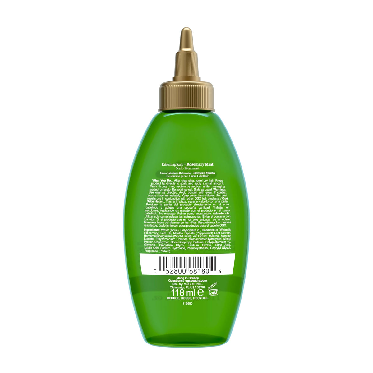 OGX bottle on bathroom shelf styled with plants for refreshing routine