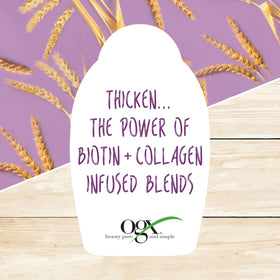 OGX applied to mid-lengths in hair showing shine and touchable softness