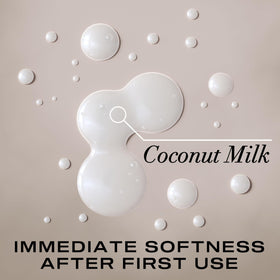 OGX Coconut Milk conditioner bottle highlighting frizz control and added shine