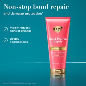 OGX creamy mask texture on spoon showing rich, fast-absorbing formula