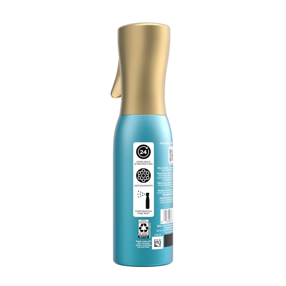 OGX paraben-free badge next to bottle for cleaner formulation