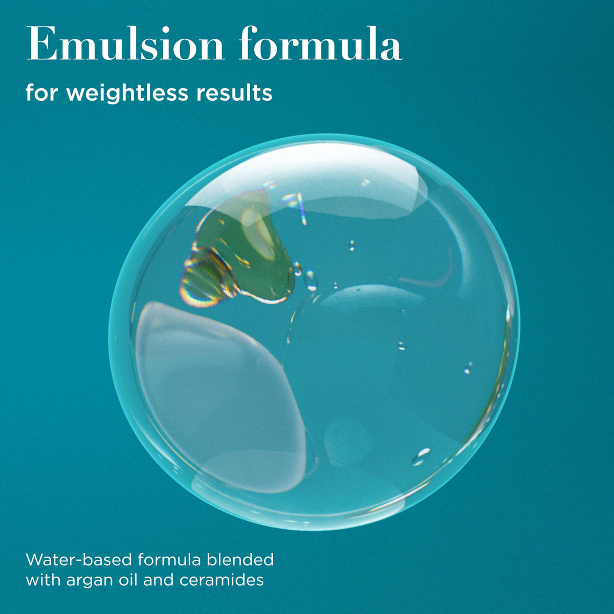 OGX texture drop on hand, demonstrates water-based emulsion benefit