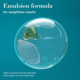 OGX texture drop on hand, demonstrates water-based emulsion benefit