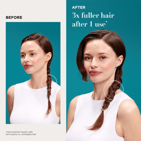 OGX used during blow-dry styling for heat protection and volume