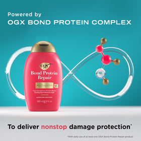 OGX repair set on bathroom shelf conveying daily routine convenience