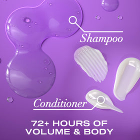 OGX shampoo lather texture demonstrating gentle cleansing and volume