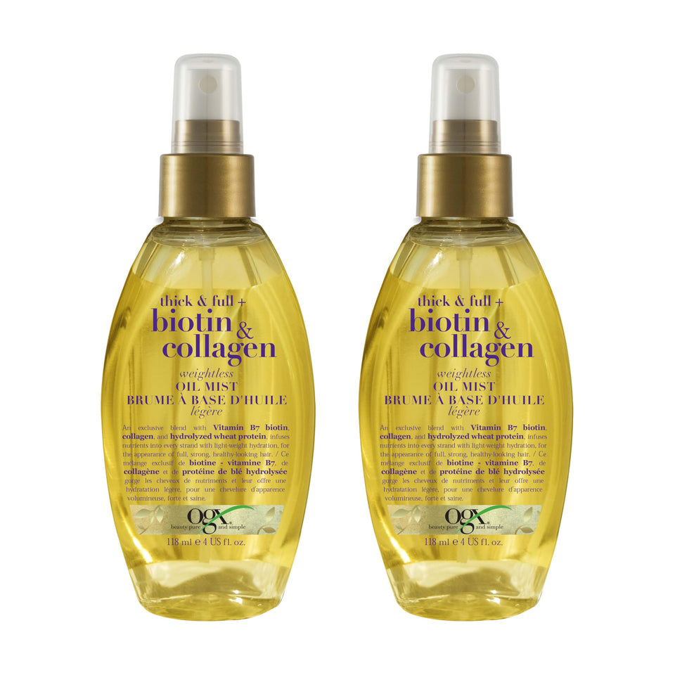 OGX bottle front packaging showing label and two-pack benefit for fullness
