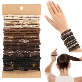OHCISP front packaging showing set of 20 boho hair tie bracelets with colors and styles