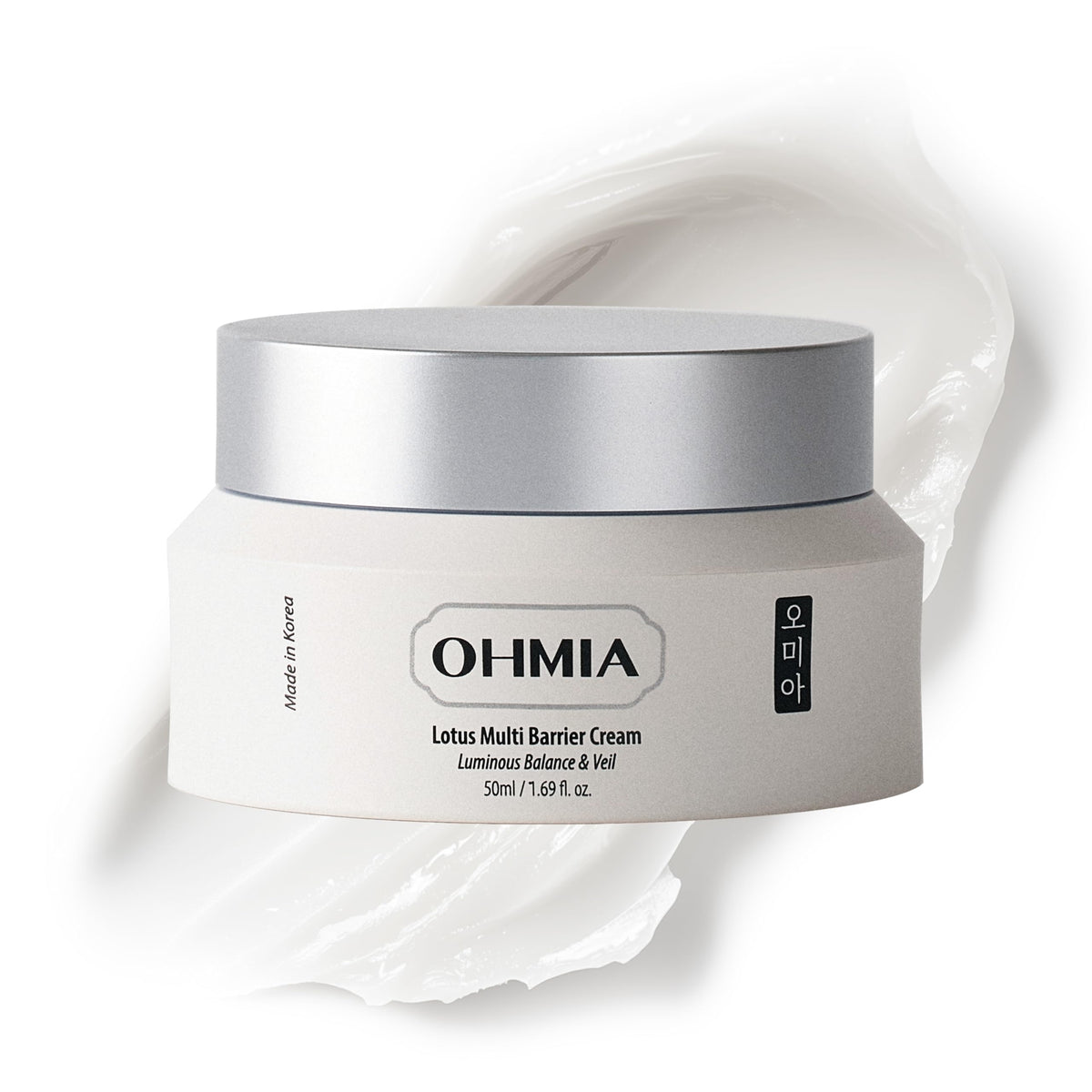 OHMIA front packaging showing jar and jar label, highlighting soothing hydration