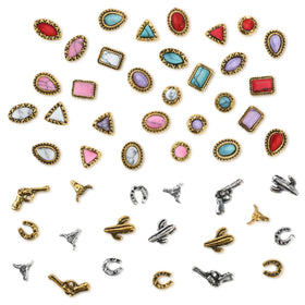 Ohmique front packaging showing 50-piece western turquoise nail charms for creative decoration