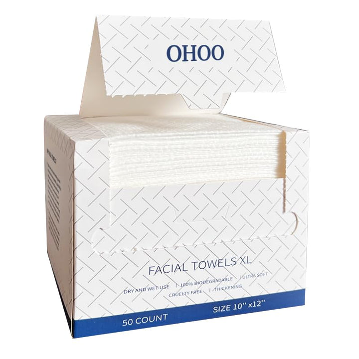 OHOO front packaging showing 50-count towels and product benefit