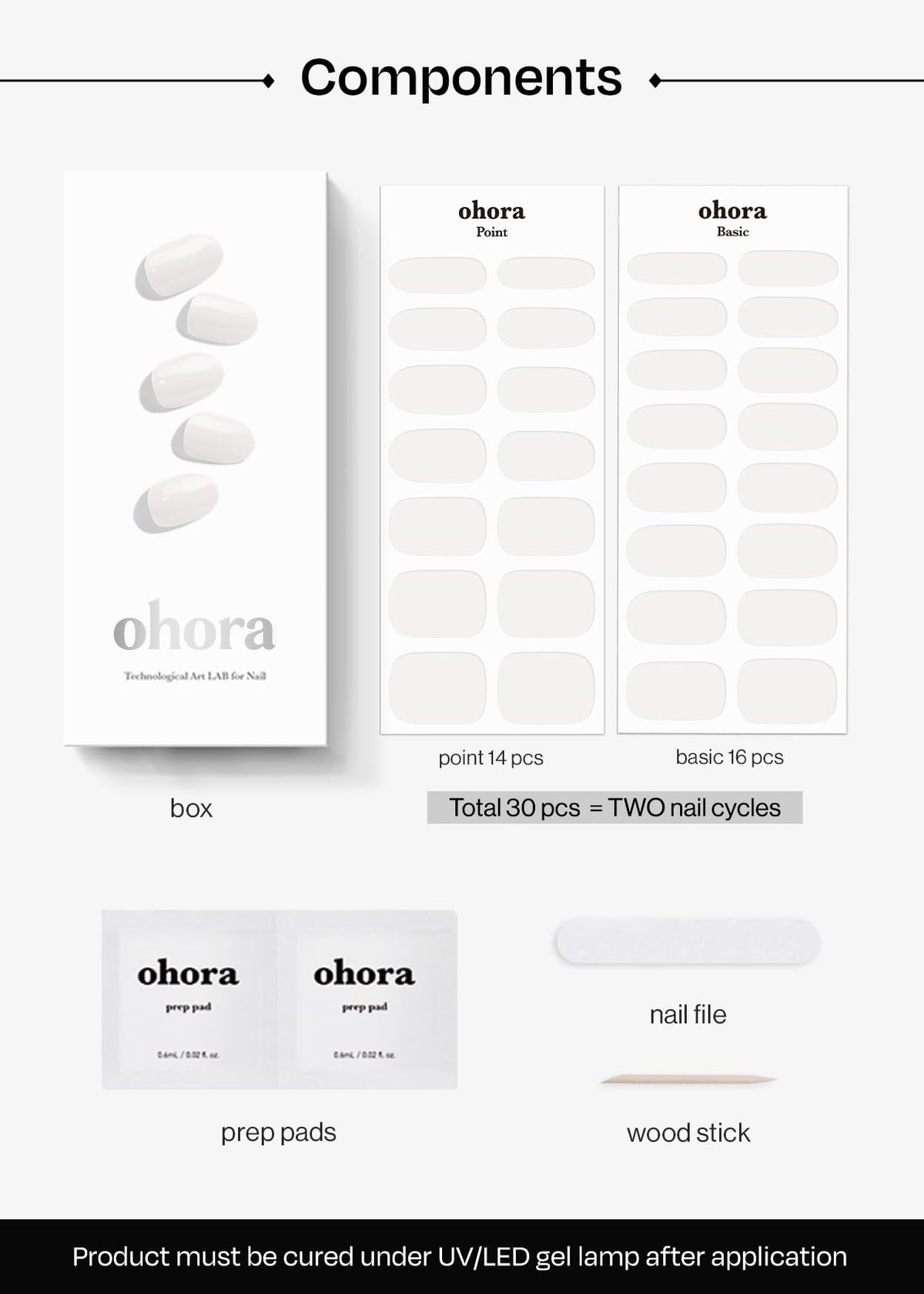 ohora included prep pads nail file and wooden stick for neat application