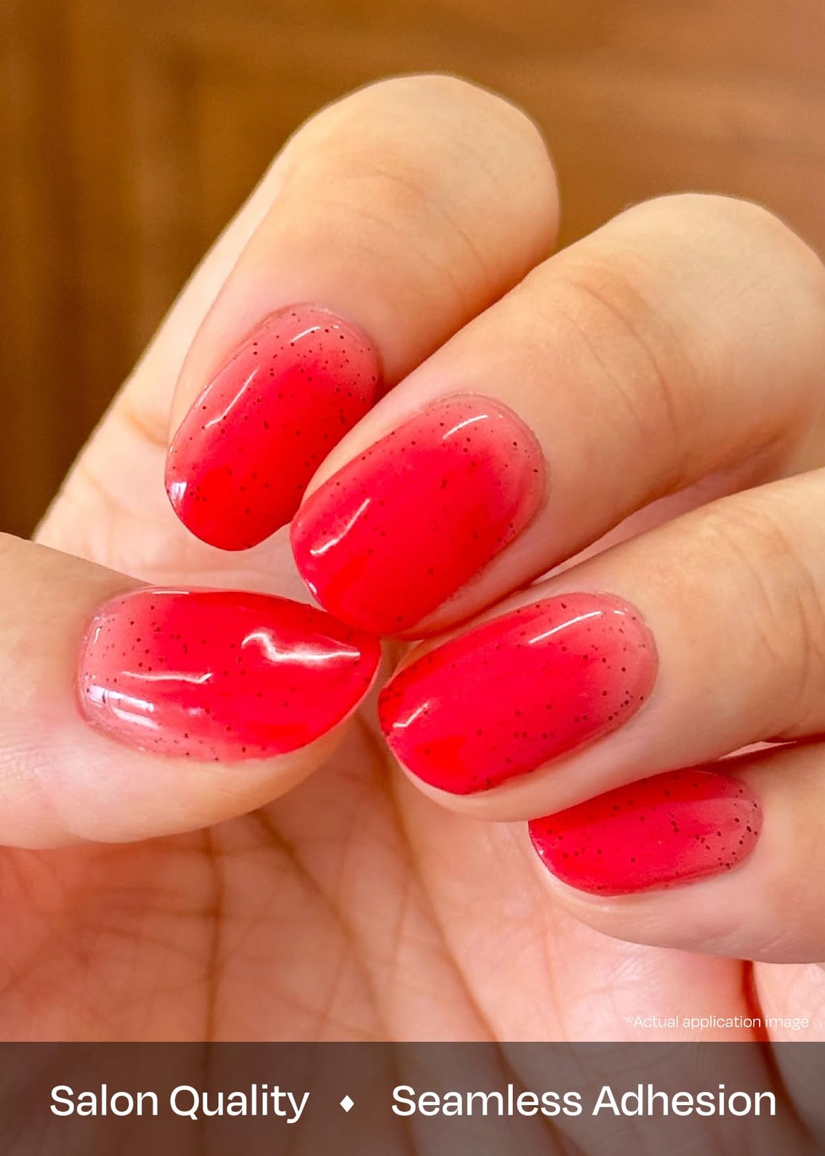ohora cured N Jelly Berry nails in lifestyle scene showing glossy, salon-quality finish