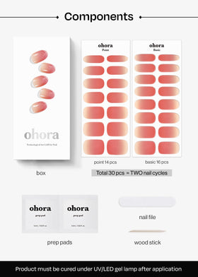 ohora finished manicure lifestyle shot showing red ombre nails and polished look