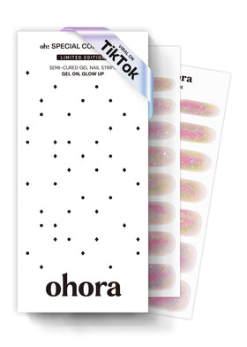 ohora front packaging showing Rainbow Bomb set and included tools for easy at-home application