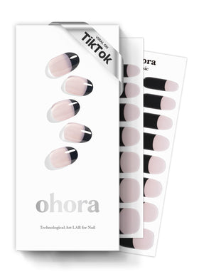 ohora front packaging showing black French design and kit contents for quick salon results