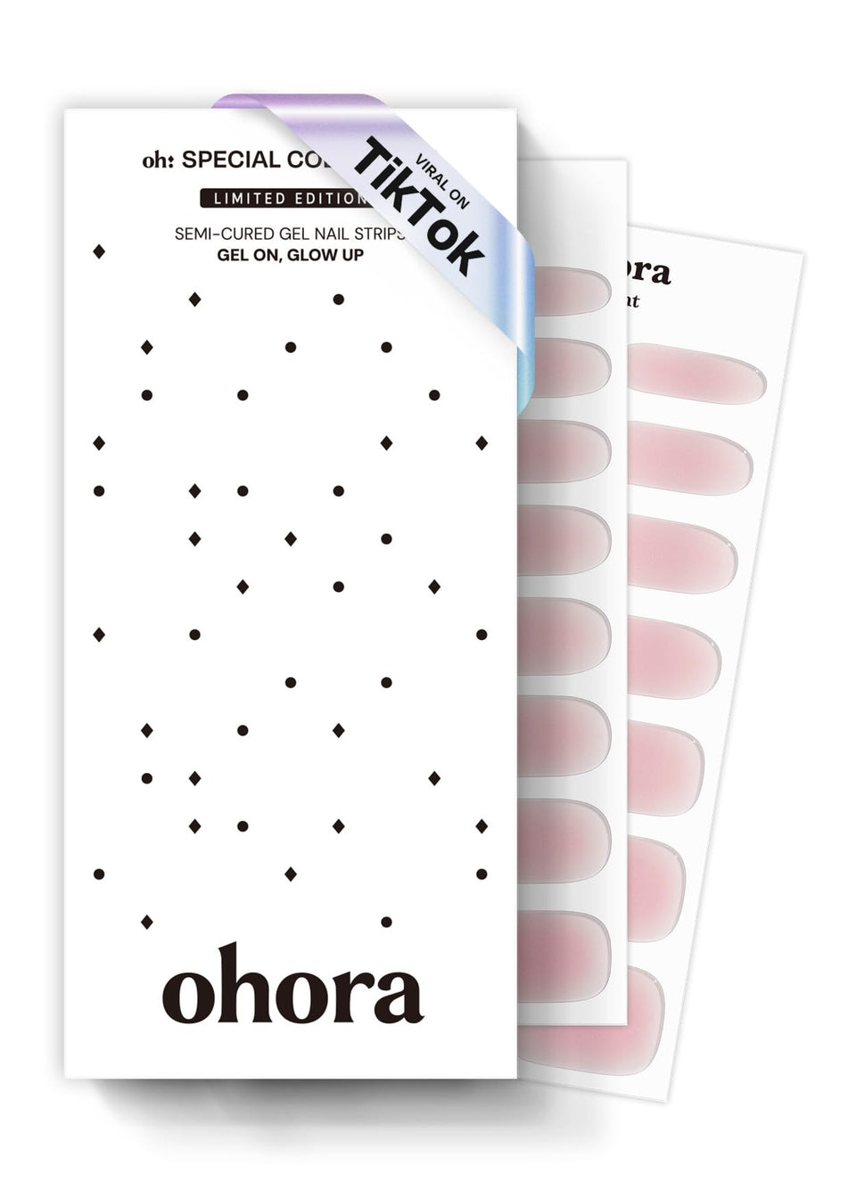 ohora front packaging showing kit contents and pink jelly design, quick salon finish