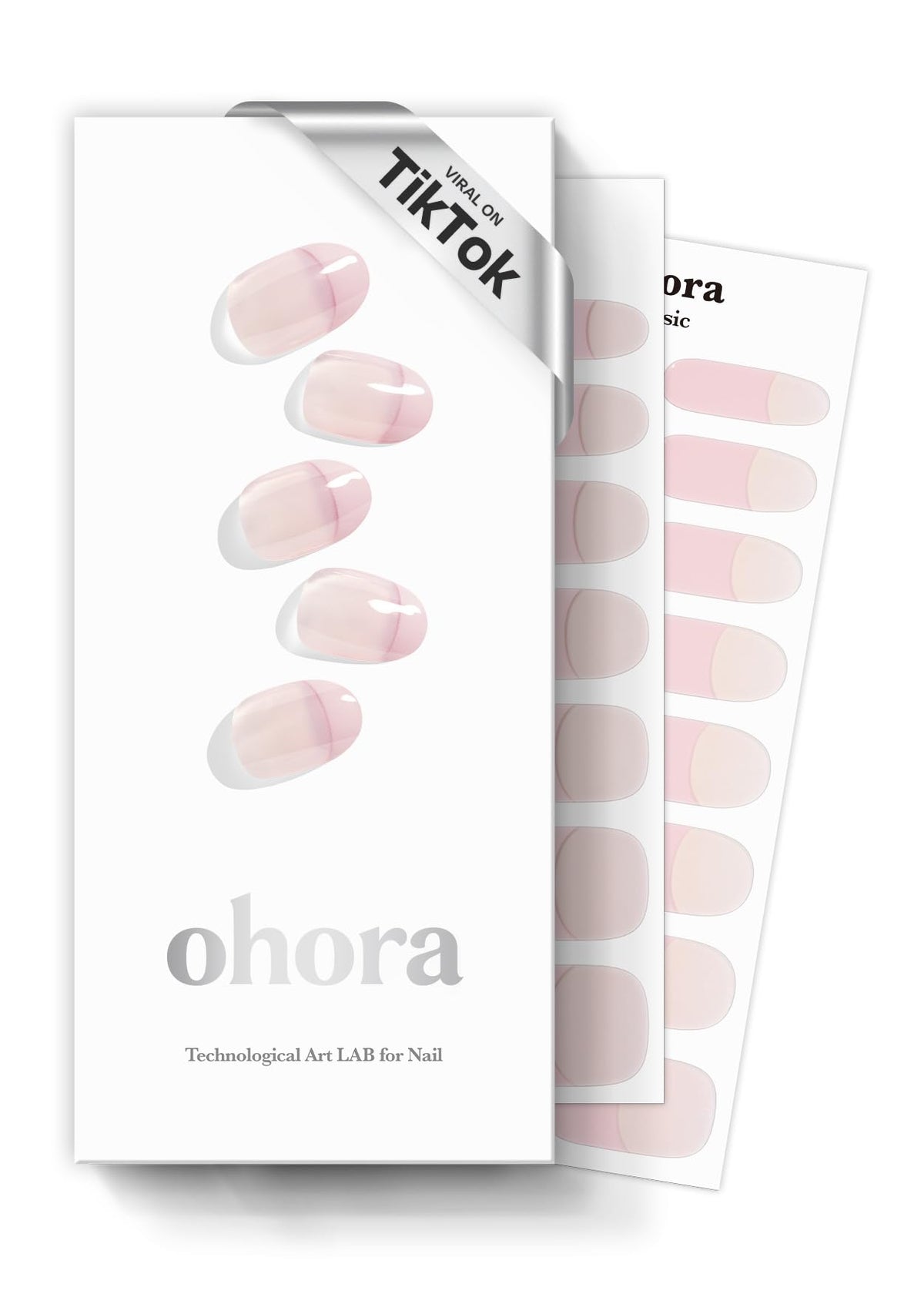 ohora front packaging showing N Romantic French box and included tools for easy salon results